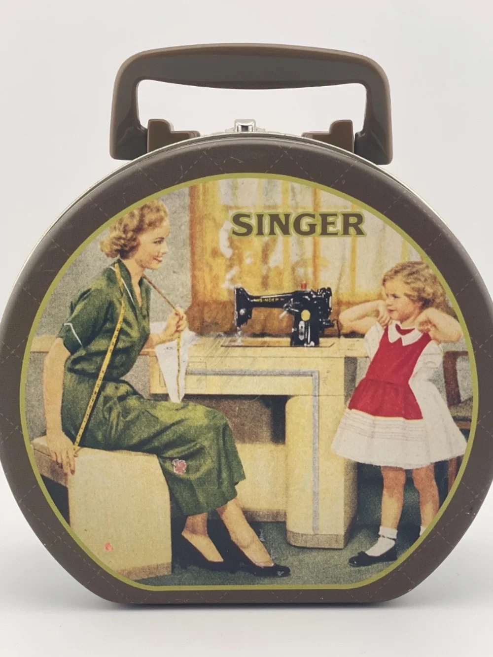 Vintage Singer Lunchbox Sewing Box Tin